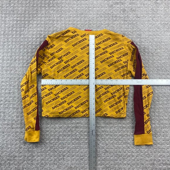 Dickies Cropped Shirt Women Medium M Yellow Crop Top Long Sleeve All Over Print - Picture 5 of 7